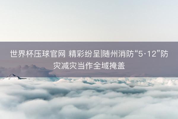 世界杯压球官网 精彩纷呈|随州消防“5·12”防灾减灾当作全域掩盖