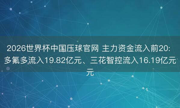 2026世界杯中国压球官网 主力资金流入前20: 多氟多流入19.82亿元、三花智控流入16.19亿元