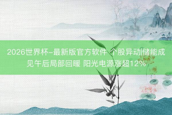 2026世界杯-最新版官方软件 个股异动|储能成见午后局部回暖 阳光电源涨超12%