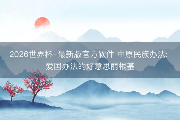 2026世界杯-最新版官方软件 中原民族办法: 爱国办法的好意思丽根基