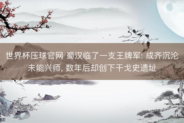 世界杯压球官网 蜀汉临了一支王牌军: 成齐沉沦未能兴师， 数年后却创下干戈史遗址