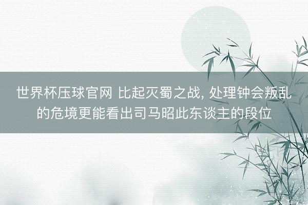 世界杯压球官网 比起灭蜀之战， 处理钟会叛乱的危境更能看出司马昭此东谈主的段位