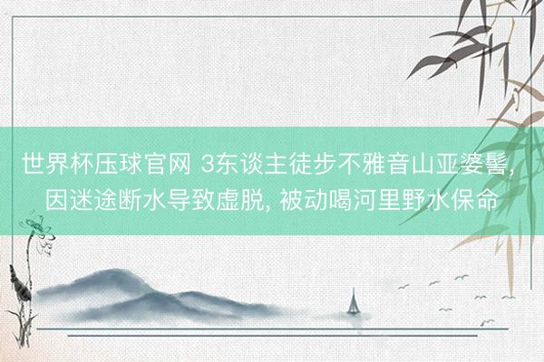 世界杯压球官网 3东谈主徒步不雅音山亚婆髻， 因迷途断水导致虚脱， 被动喝河里野水保命