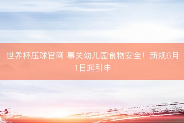 世界杯压球官网 事关幼儿园食物安全!新规6月1日起引申
