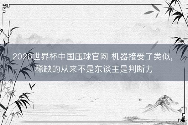 2026世界杯中国压球官网 机器接受了类似， 稀缺的从来不是东谈主是判断力