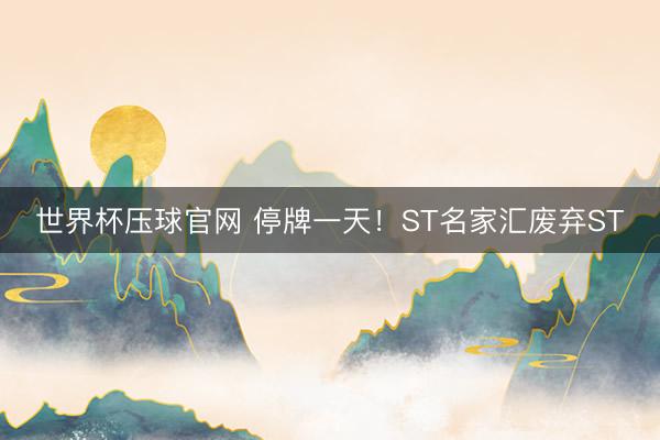 世界杯压球官网 停牌一天！ST名家汇废弃ST