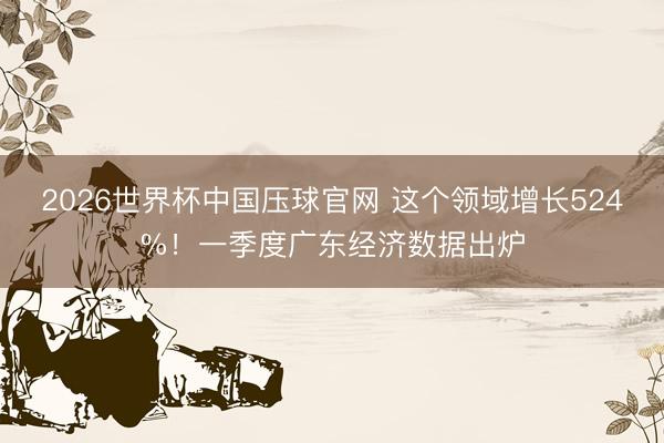 2026世界杯中国压球官网 这个领域增长524%！一季度广东经济数据出炉