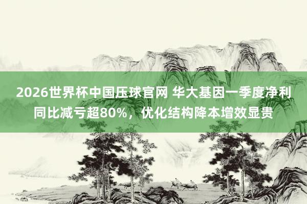 2026世界杯中国压球官网 华大基因一季度净利同比减亏超80%，优化结构降本增效显贵