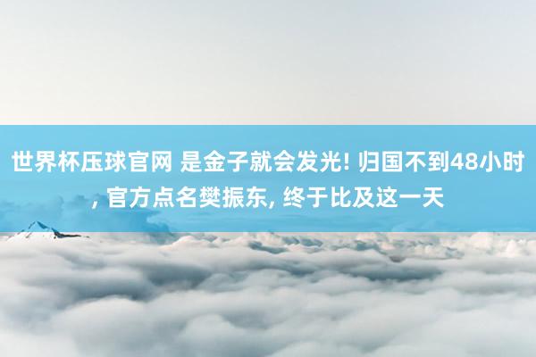 世界杯压球官网 是金子就会发光! 归国不到48小时， 官方点名樊振东， 终于比及这一天
