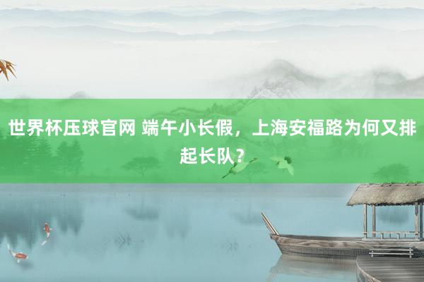 世界杯压球官网 端午小长假,上海安福路为何又排起长队?
